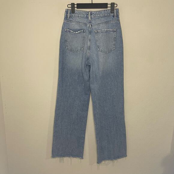 Garage Denim Jambe Large / Wide Leg Jean Light Wash Cutoff Hem - Size 25/01 - Picture 4 of 5